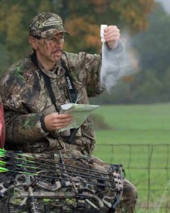 How to map trophy deer hunting areas, wind check, by Brad Herndon