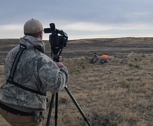 Dustin taping Wyoming antelope hunt.