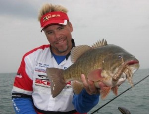 How to catch bass image of lake erie smallmouth with tube jig.