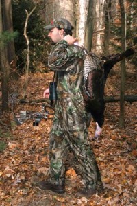 tracy breen with turkey killed with bow 299x448